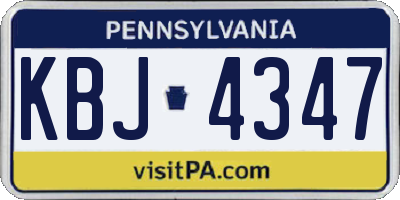PA license plate KBJ4347