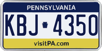 PA license plate KBJ4350