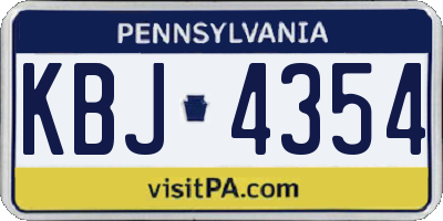 PA license plate KBJ4354