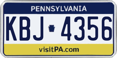 PA license plate KBJ4356