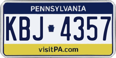 PA license plate KBJ4357