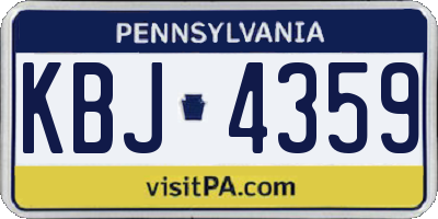 PA license plate KBJ4359