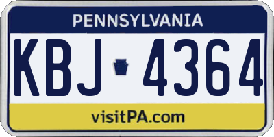 PA license plate KBJ4364