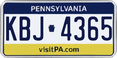 PA license plate KBJ4365