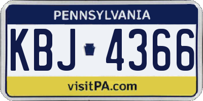 PA license plate KBJ4366