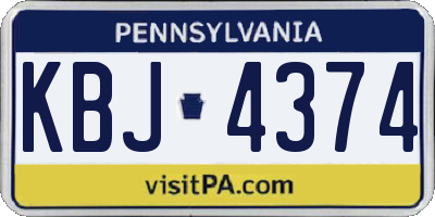 PA license plate KBJ4374