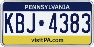 PA license plate KBJ4383