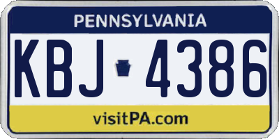 PA license plate KBJ4386