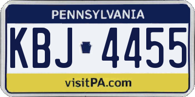 PA license plate KBJ4455