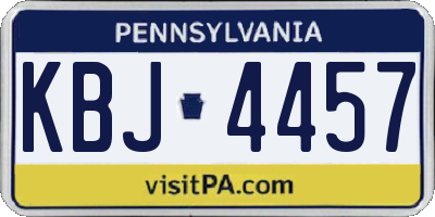 PA license plate KBJ4457