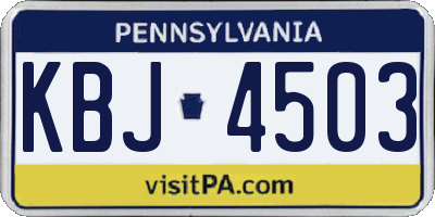PA license plate KBJ4503