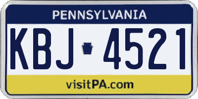 PA license plate KBJ4521