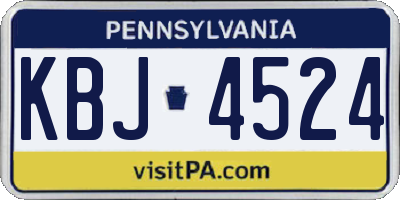 PA license plate KBJ4524