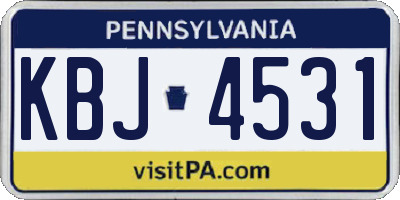 PA license plate KBJ4531