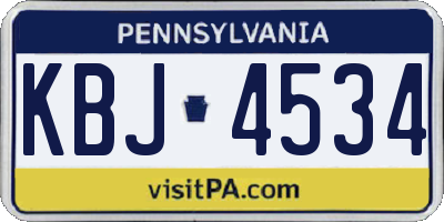 PA license plate KBJ4534