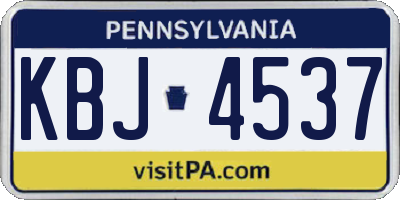 PA license plate KBJ4537
