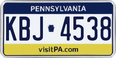 PA license plate KBJ4538