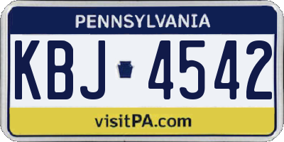 PA license plate KBJ4542