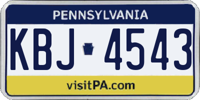 PA license plate KBJ4543