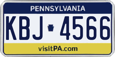 PA license plate KBJ4566