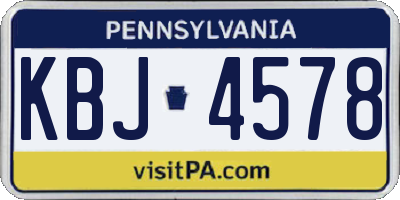 PA license plate KBJ4578