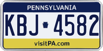 PA license plate KBJ4582
