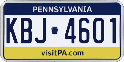 PA license plate KBJ4601
