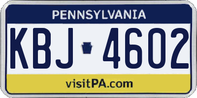 PA license plate KBJ4602