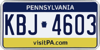 PA license plate KBJ4603