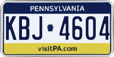 PA license plate KBJ4604