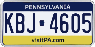 PA license plate KBJ4605