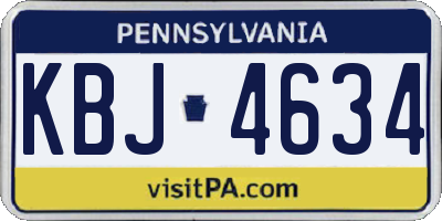 PA license plate KBJ4634