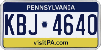 PA license plate KBJ4640