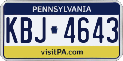 PA license plate KBJ4643