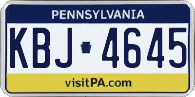 PA license plate KBJ4645