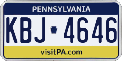 PA license plate KBJ4646