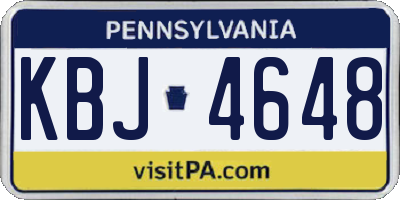 PA license plate KBJ4648