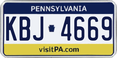 PA license plate KBJ4669