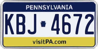 PA license plate KBJ4672