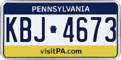 PA license plate KBJ4673
