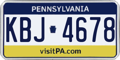 PA license plate KBJ4678