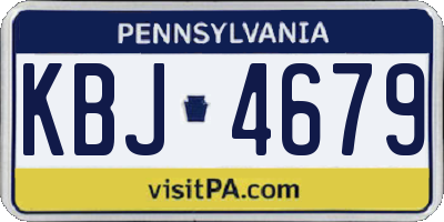 PA license plate KBJ4679