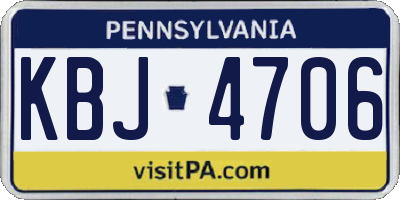 PA license plate KBJ4706