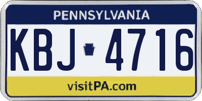 PA license plate KBJ4716