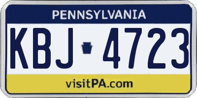 PA license plate KBJ4723