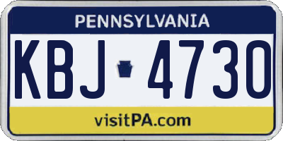 PA license plate KBJ4730