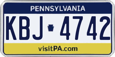 PA license plate KBJ4742