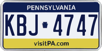 PA license plate KBJ4747