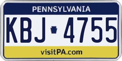 PA license plate KBJ4755