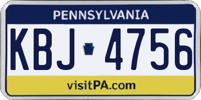 PA license plate KBJ4756